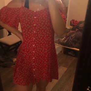 Red flower sun dress